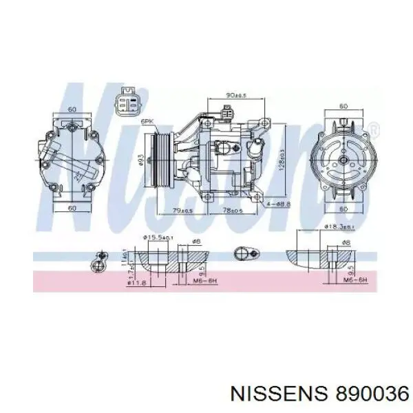 Компресор кондиціонера 890036 Nissens