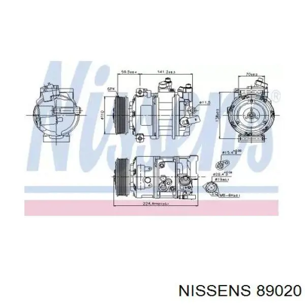 Купити 89020 Nissens Компресор кліматичної установки