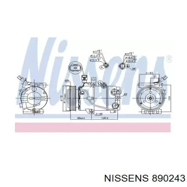 Купити 890243 Nissens Компресор кліматичної установки