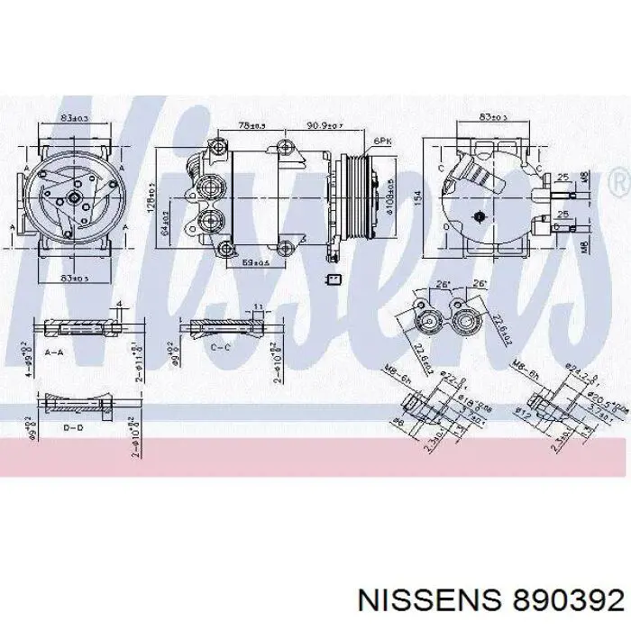 Компресор кондиціонера 890392 Nissens