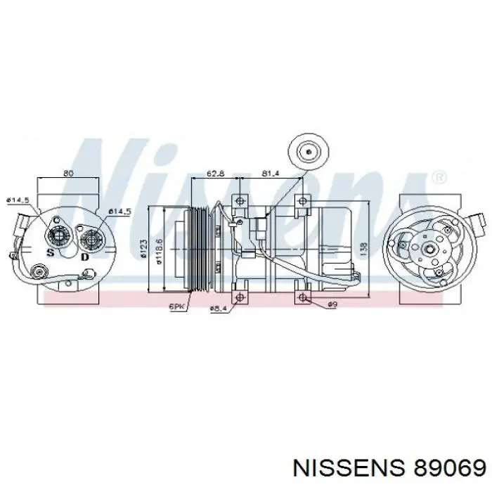 Компресор кондиціонера 89069 Nissens