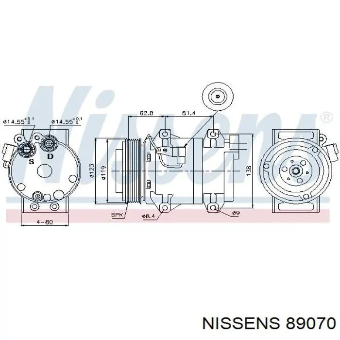 Компресор кондиціонера 89070 Nissens