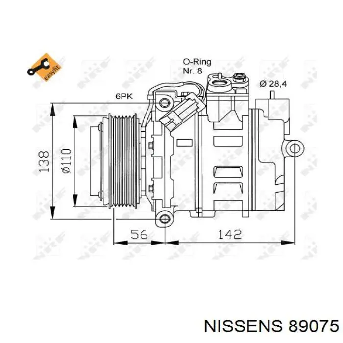 Купити 89075 Nissens Компресор кліматичної установки