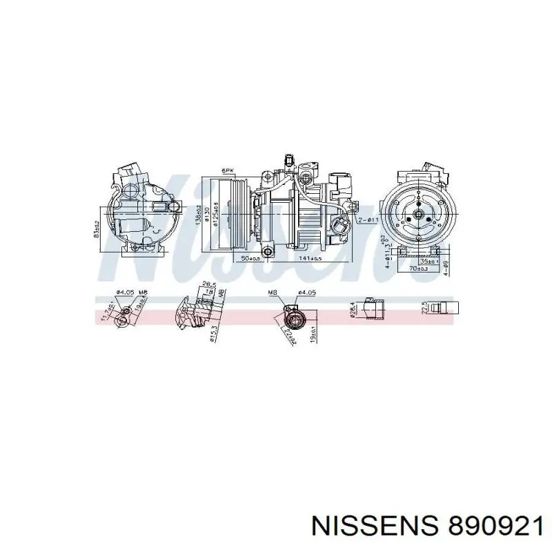 Компресор системи кондиціювання Nissens 890921 ціна, від 344.46 USD