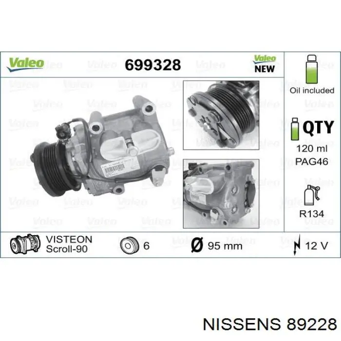 Купити 89228 Nissens Компресор кліматичної установки