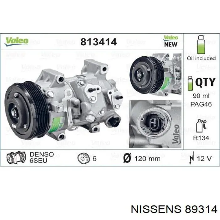 Компресор системи кондиціювання Nissens 89314 ціна, від 254.48 USD
