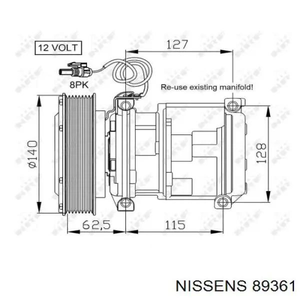 89361 Nissens Компресор холодоагенту