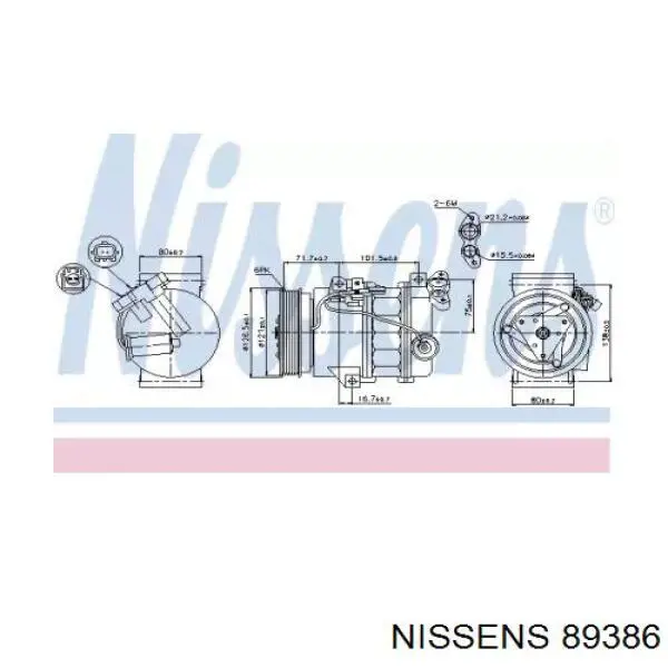 Купити 89386 Nissens Компресор кліматичної установки