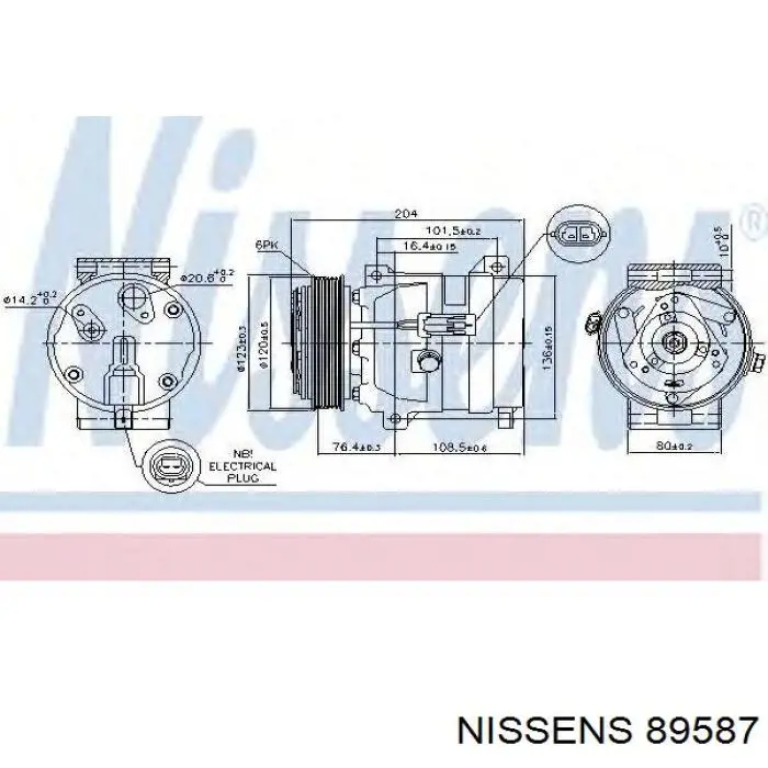 Компресор кондиціонера 89587 Nissens