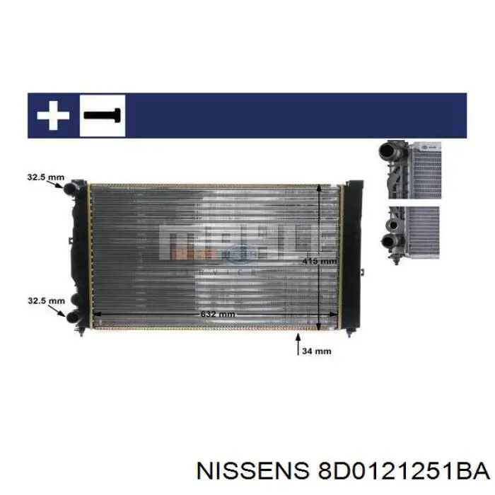 Радіатор охолодження двигуна 8D0121251BA Nissens