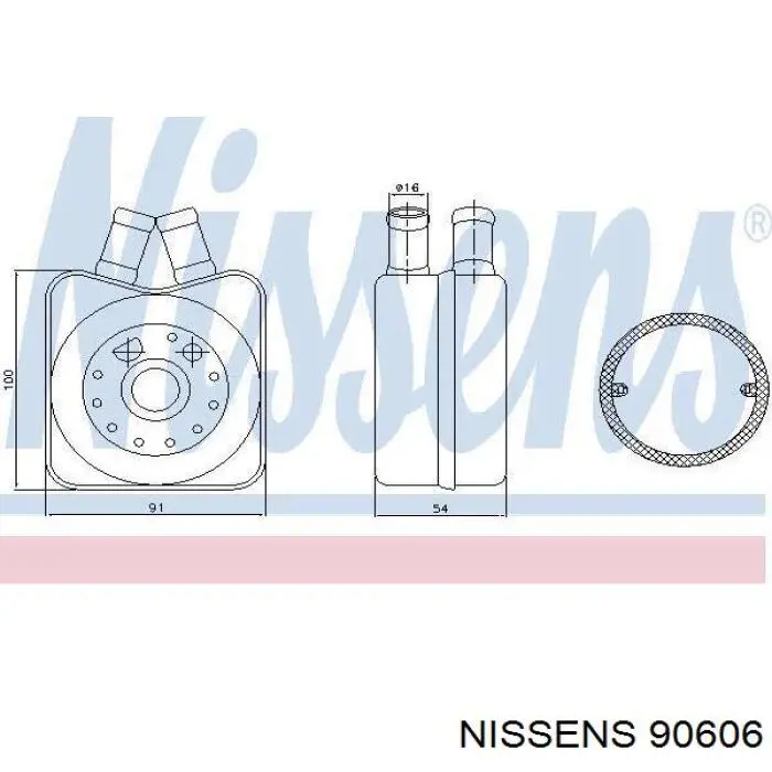 90606 Nissens радіатор масляний (холодильник, під фільтром)