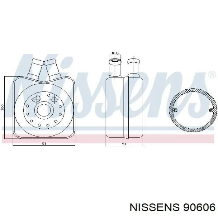 Радіатор масляний (холодильник), під фільтром Nissens 90606 ціна, від 31.35 USD