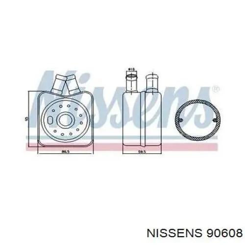 90608 Nissens радіатор масляний (холодильник, під фільтром)