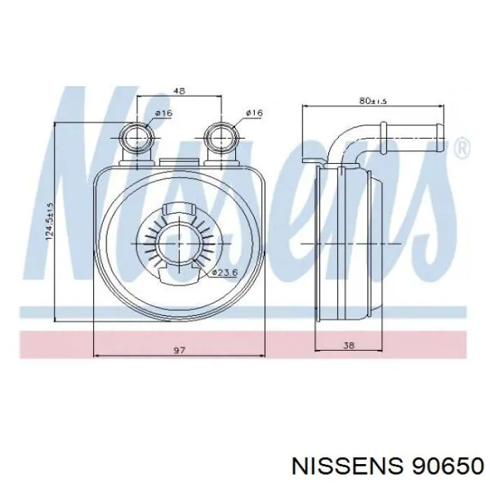 90650 Nissens радіатор масляний (холодильник, під фільтром)