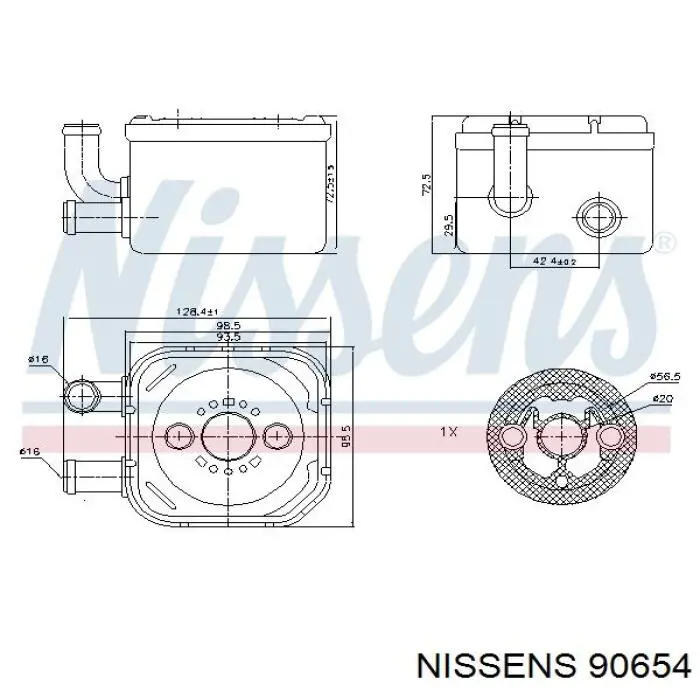 90654 Nissens радіатор масляний (холодильник, під фільтром)