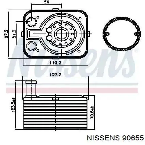 90655 Nissens радіатор масляний (холодильник, під фільтром)