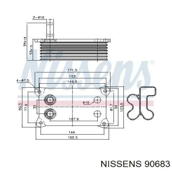90683 Nissens радіатор масляний (холодильник, під фільтром)