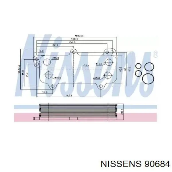 Радіатор масляний Nissens 90684 ціна, від 46.89 USD