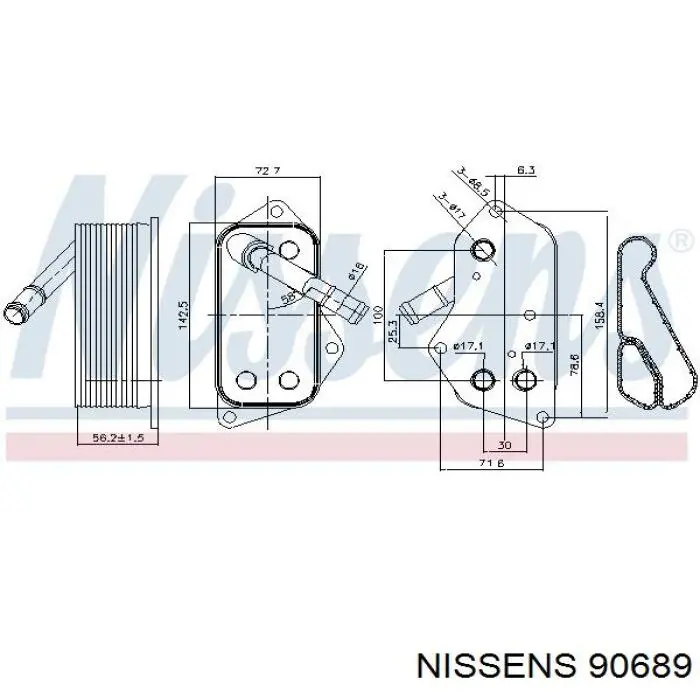 90689 Nissens радіатор масляний (холодильник, під фільтром)