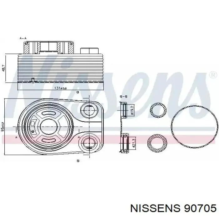 90705 Nissens радіатор масляний (холодильник, під фільтром)