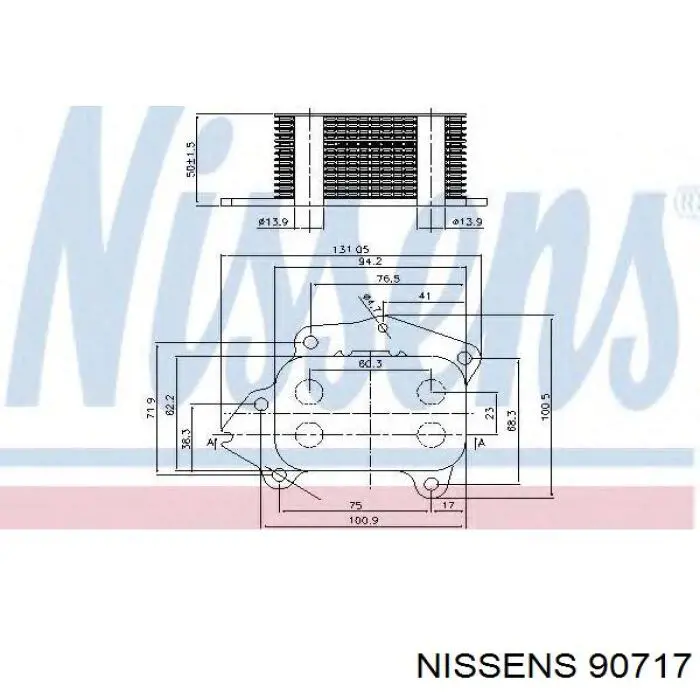 Радіатор масляний (холодильник), під фільтром 90717 Nissens