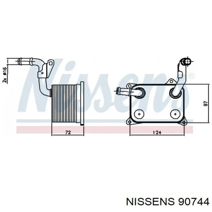 Радіатор масляний Nissens 90744 ціна, від 100.36 USD