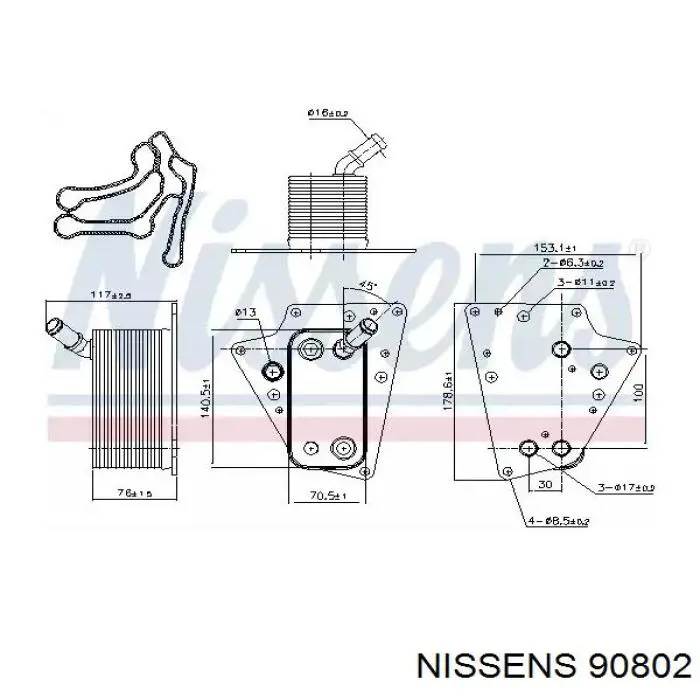 90802 Nissens радіатор масляний (холодильник, під фільтром)