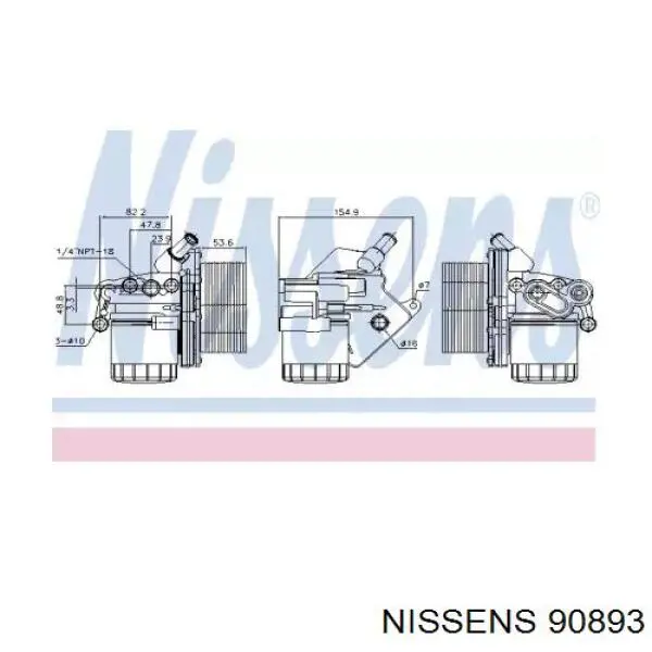 Радіатор масляний (холодильник), під фільтром 90893 Nissens