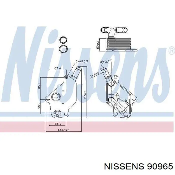 90965 Nissens радіатор масляний (холодильник, під фільтром)