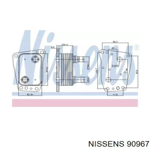 90967 Nissens радіатор масляний (холодильник, під фільтром)