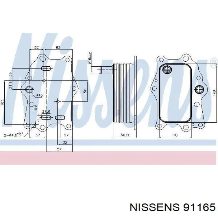 91165 Nissens радіатор масляний (холодильник, під фільтром)