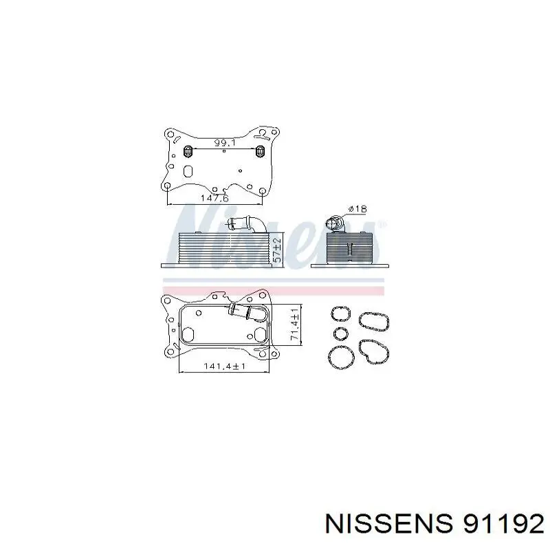 Радіатор масляний (холодильник), під фільтром Nissens 91192 ціна, від 74.77 USD