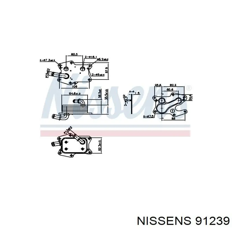 91239 Nissens радіатор масляний (холодильник, під фільтром)