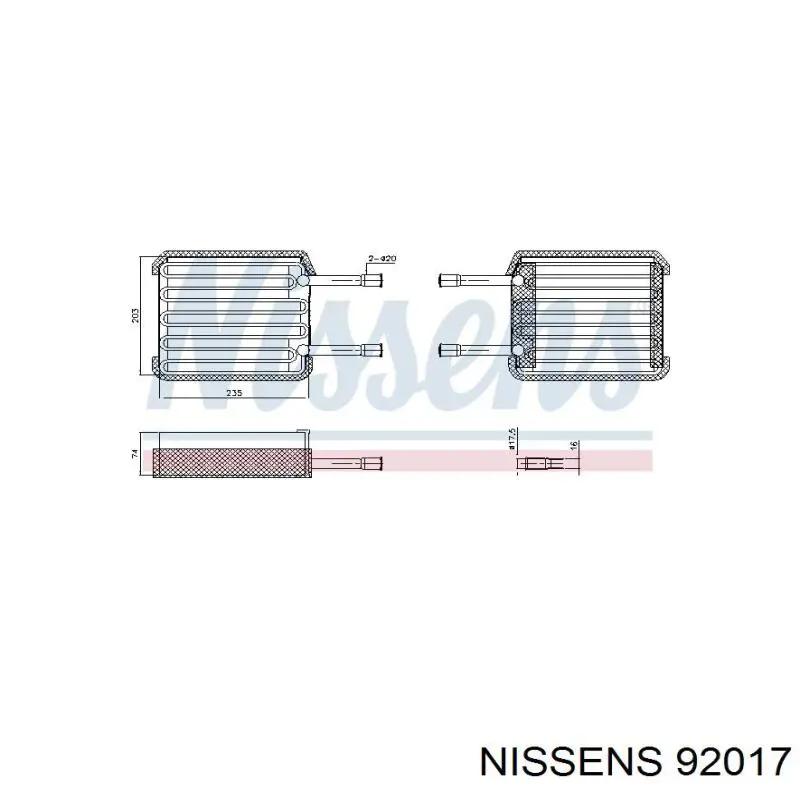 92017 Nissens радіатор кондиціонера салонний, випарник