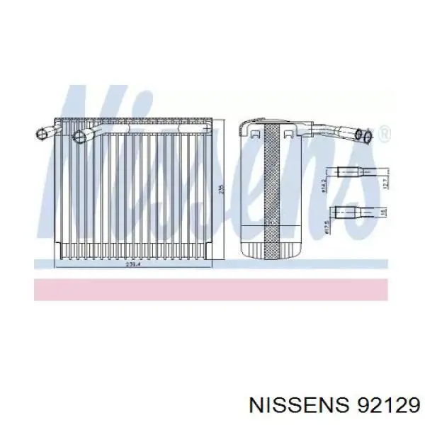 Радіатор кондиціонера салонний, випарник 92129 Nissens