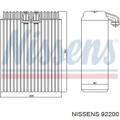 Радіатор кондиціонера салонний, випарник 92200 Nissens