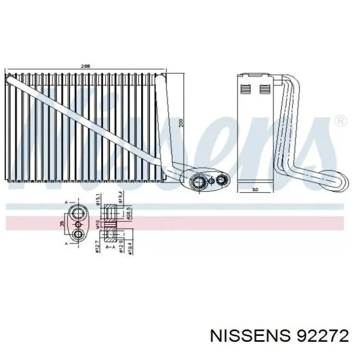 Випаровувач кондиціонера 92272 Nissens