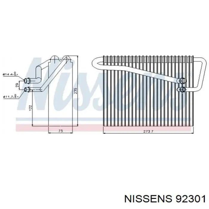 Радіатор кондиціонера салонний, випарник 92301 Nissens