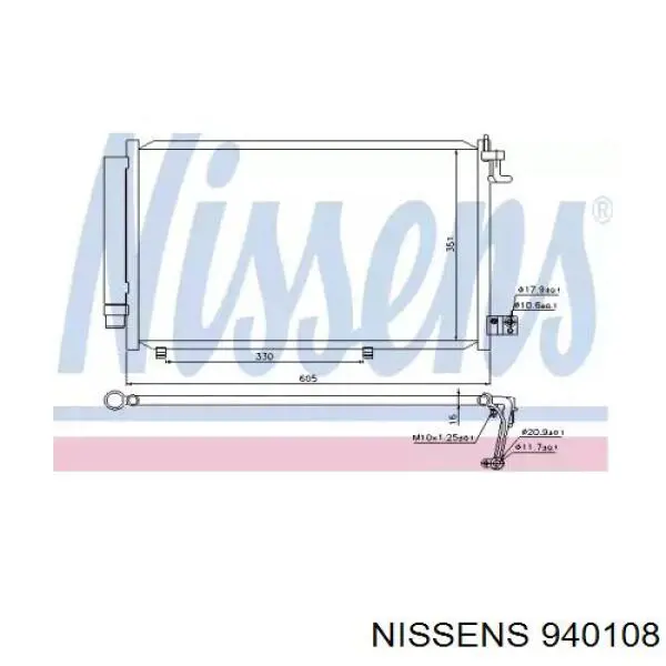Конденсатор кондиціонера Nissens 940108 ціна, від 66.37 USD