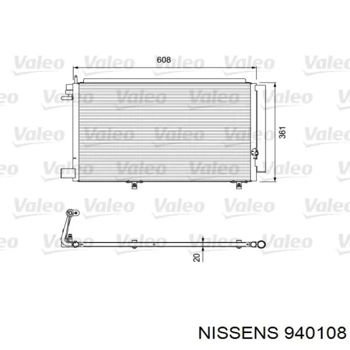 Радіатор кондиціонера 940108 Nissens