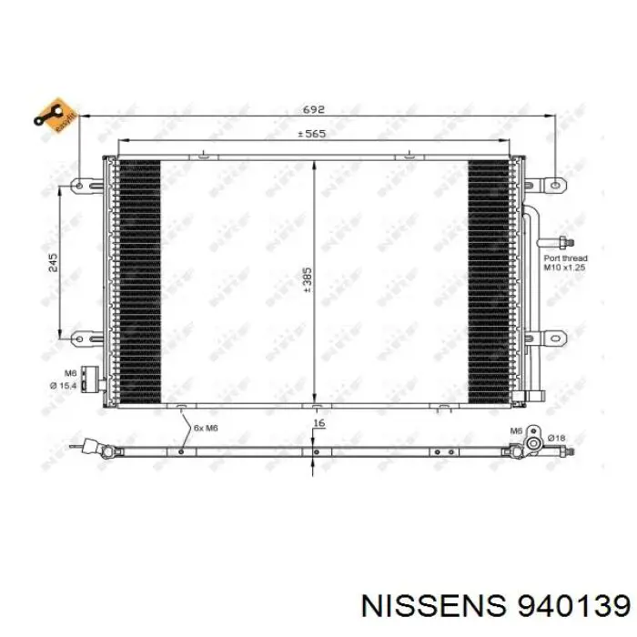 Радіатор кондиціонера 940139 Nissens
