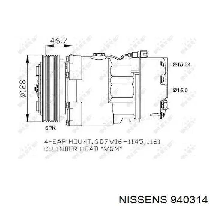Конденсатор кондиціонера Nissens 940314 ціна, від 173.86 USD