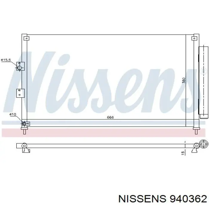 Радіатор кондиціонера 940362 Nissens