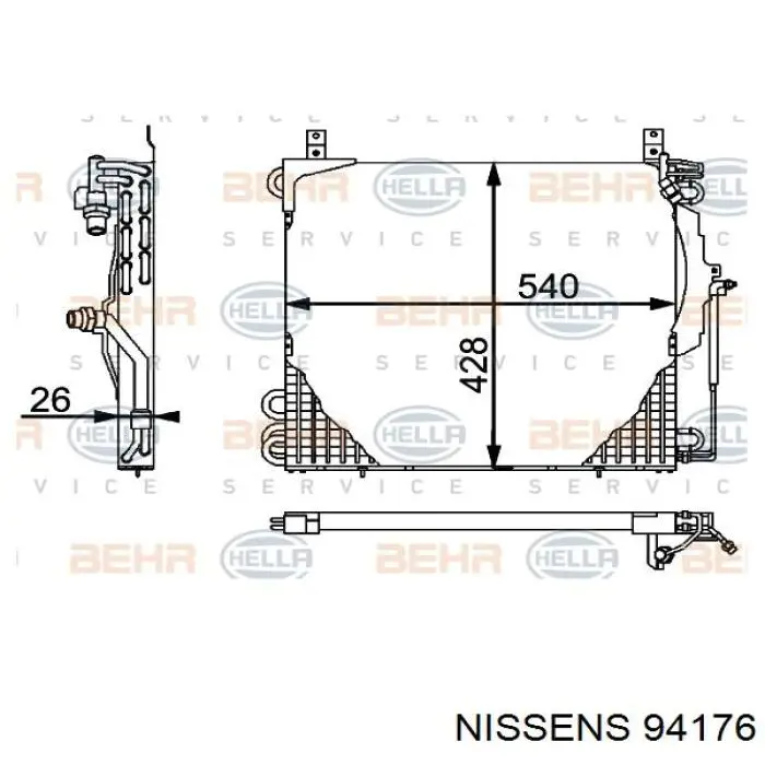 Радіатор кондиціонера 94176 Nissens