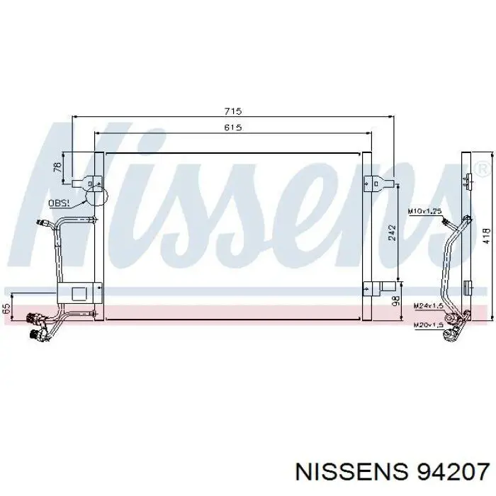Конденсатор кондиціонера Nissens 94207 ціна, від 81.64 USD