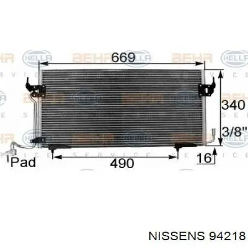 Радіатор кондиціонера 94218 Nissens