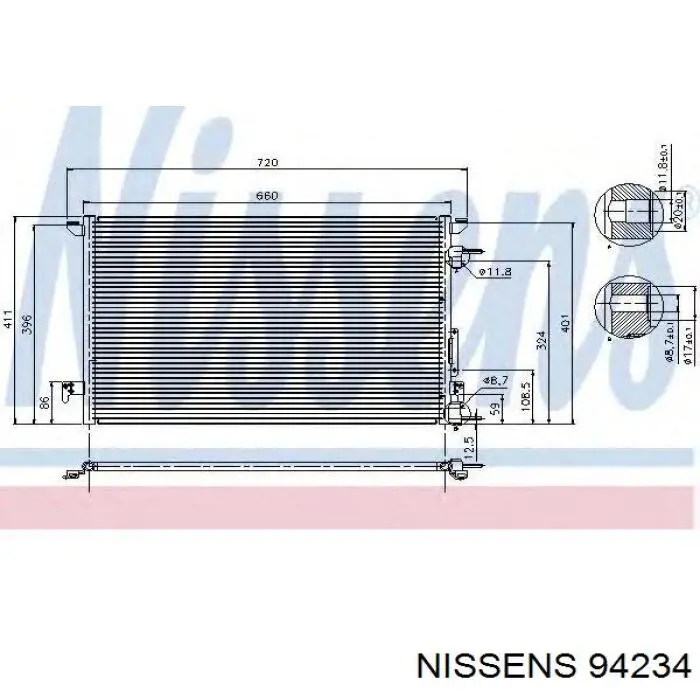 Радіатор кондиціонера 94234 Nissens