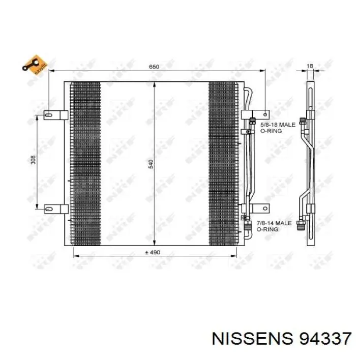 Радіатор кондиціонера 94337 Nissens