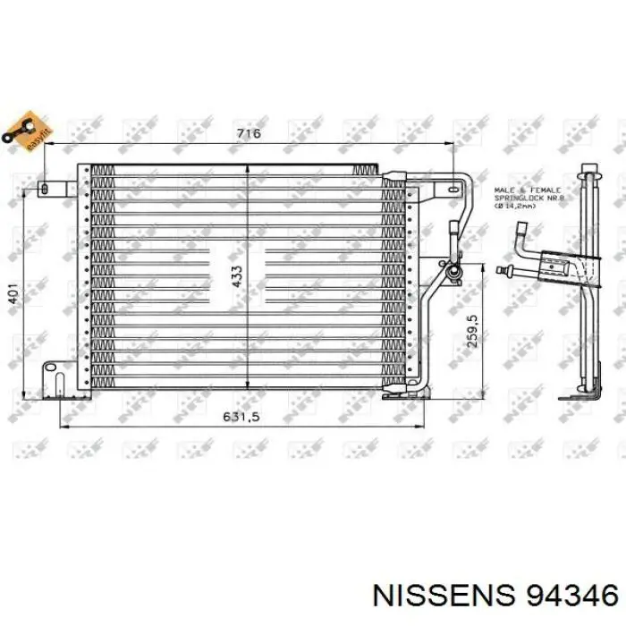 Конденсатор кондиціонера Nissens 94346 ціна, від 108.52 USD
