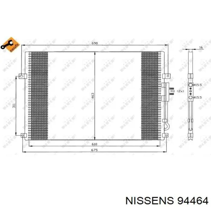 Купити 94464 Nissens Радіатор системи охолодження кондиціонера
